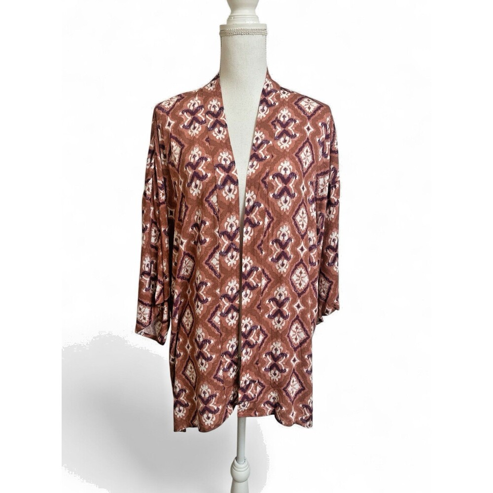 NEW Knox Kimono Women's XS/S Cognac Mauve Pink Kimono Cover Up Batik NWT